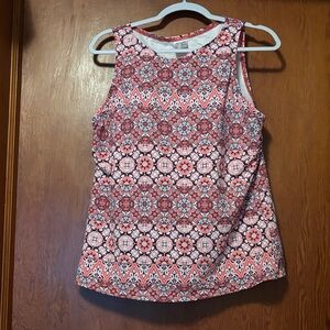 Lands' End Sleeveless Patterned Coral Pink Women's Swim Top 16 P